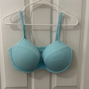 Victoria’s Secret PINK crinkle bikini top, light blue, size L-DD